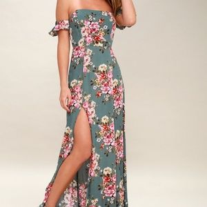 LULUS - Primrose Path Sage Green Floral Maxi Dress